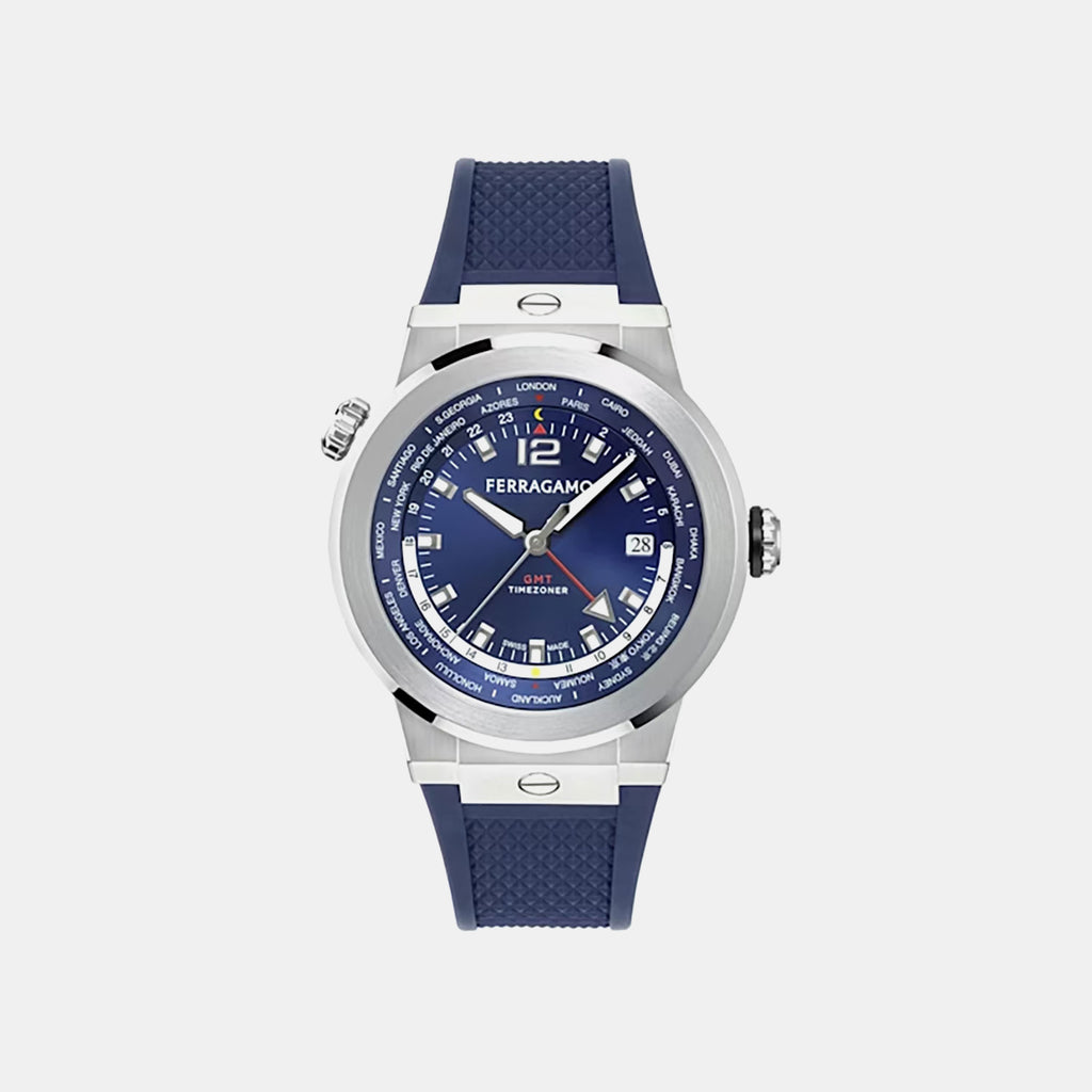 Ha-F-80 Gmt Worldtime -Fw Men Quartz Blue Dial Analog Stainless Steel Watch SFHA00124