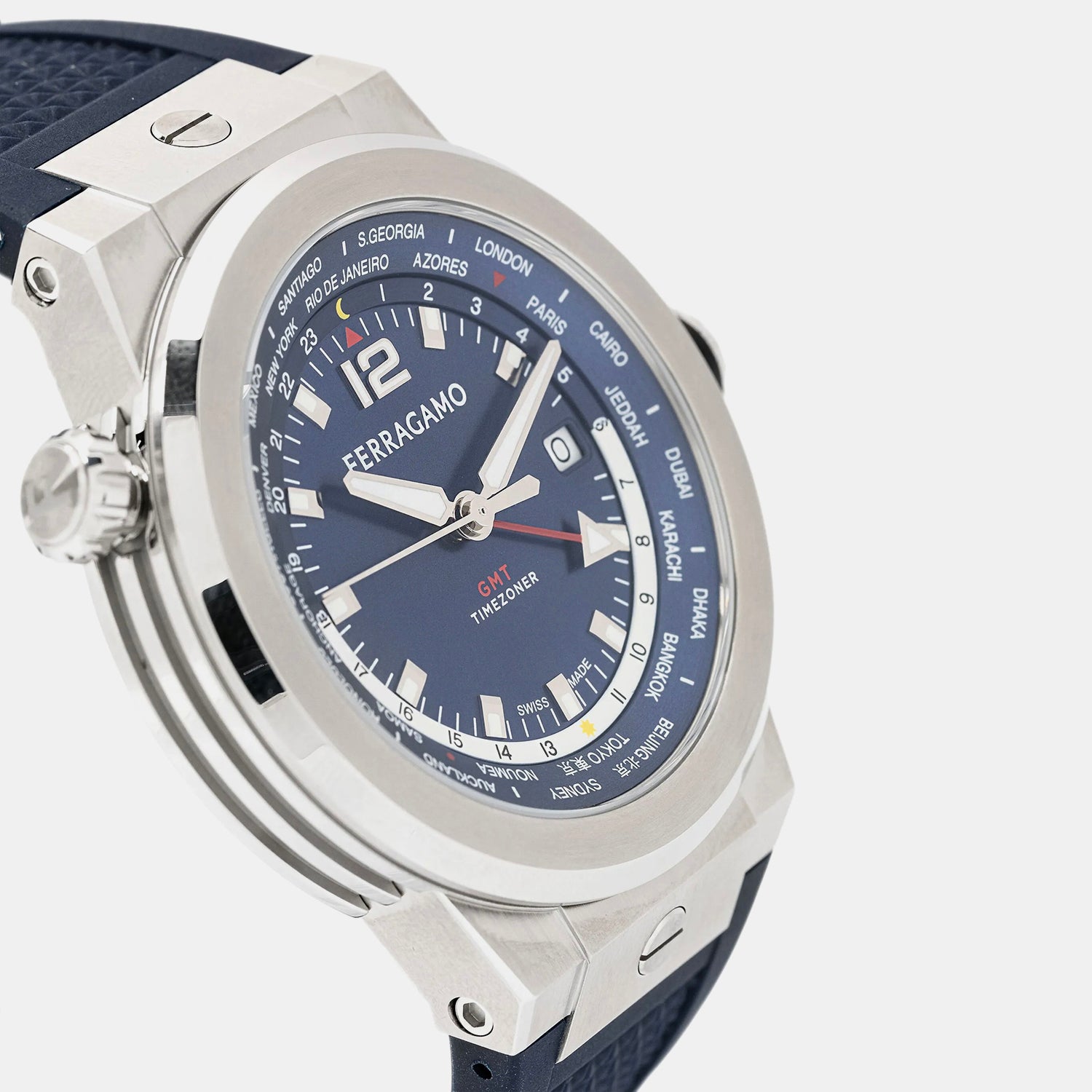 Ha-F-80 Gmt Worldtime -Fw Men Quartz Blue Dial Analog Stainless Steel Watch SFHA00124