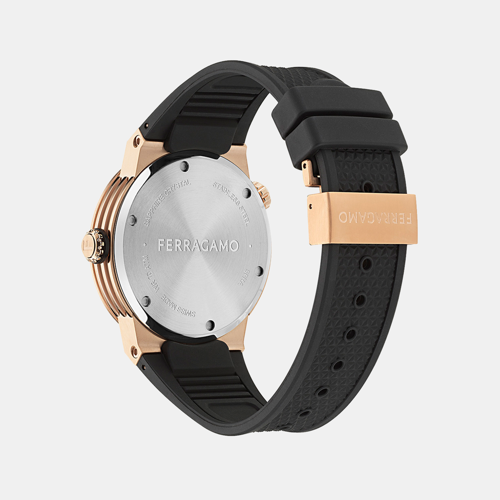 Ferragamo Men Round Black watch