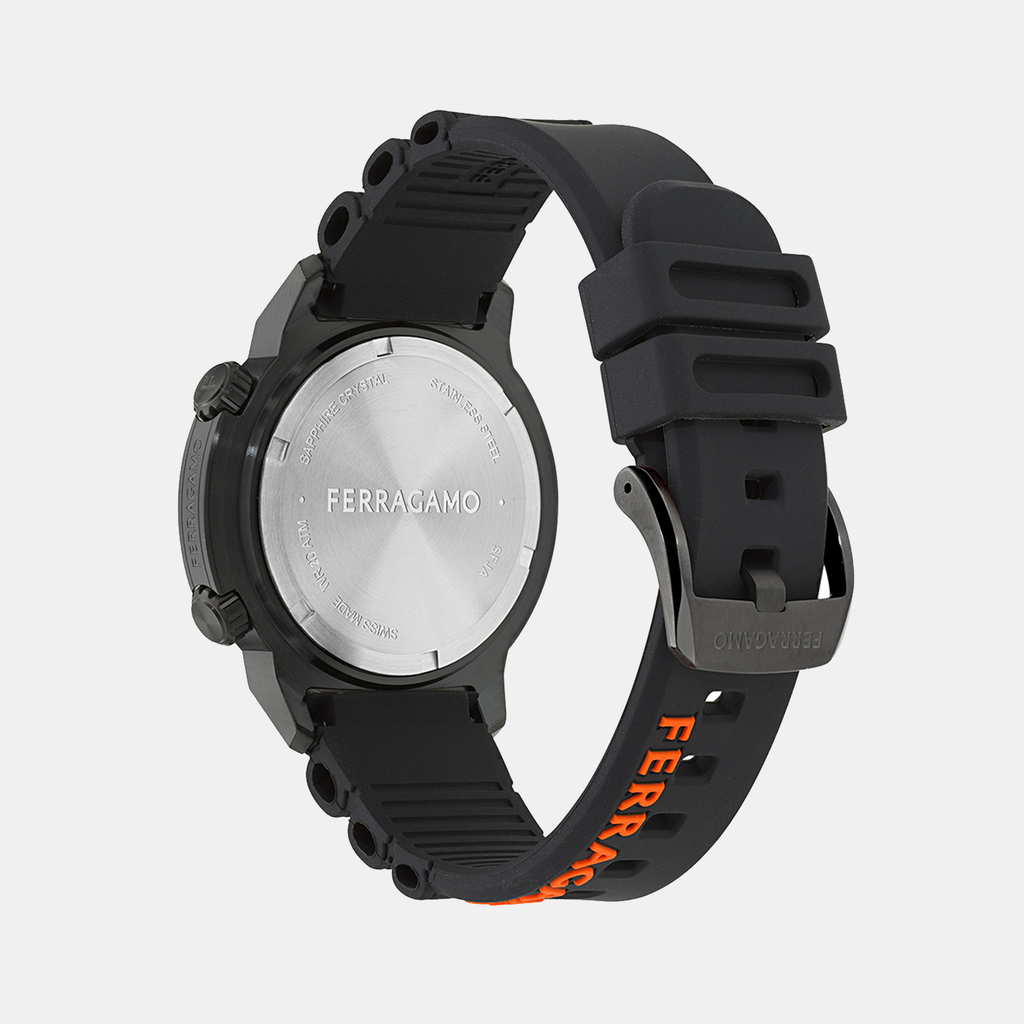 Ferragamo Men Round Black watch