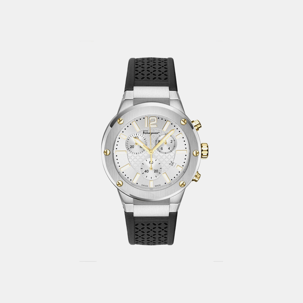F-80 Men Quartz White Dial Chronograph Silicone Watch SFJE00224