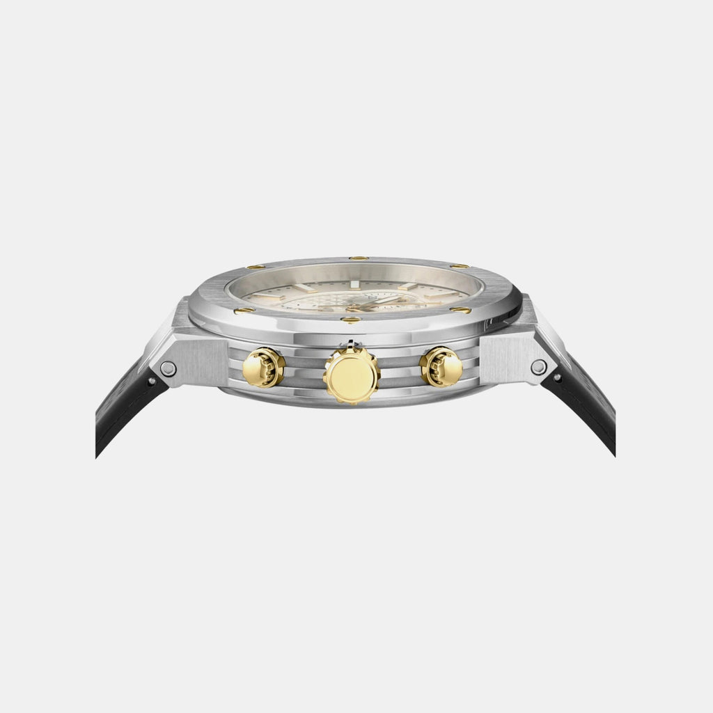 Men Quartz Silver White Dial Chronograph Silicone Watch SFJE00224