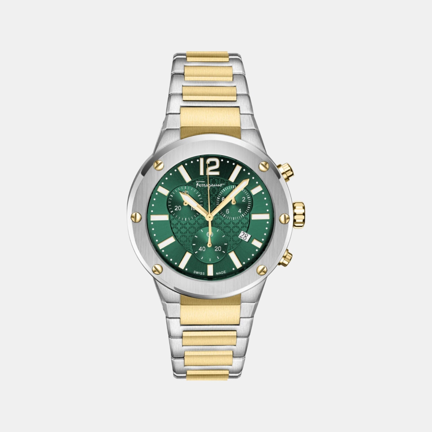 Men Quartz Green Dial Chronograph Stainless Steel Watch SFJE00424