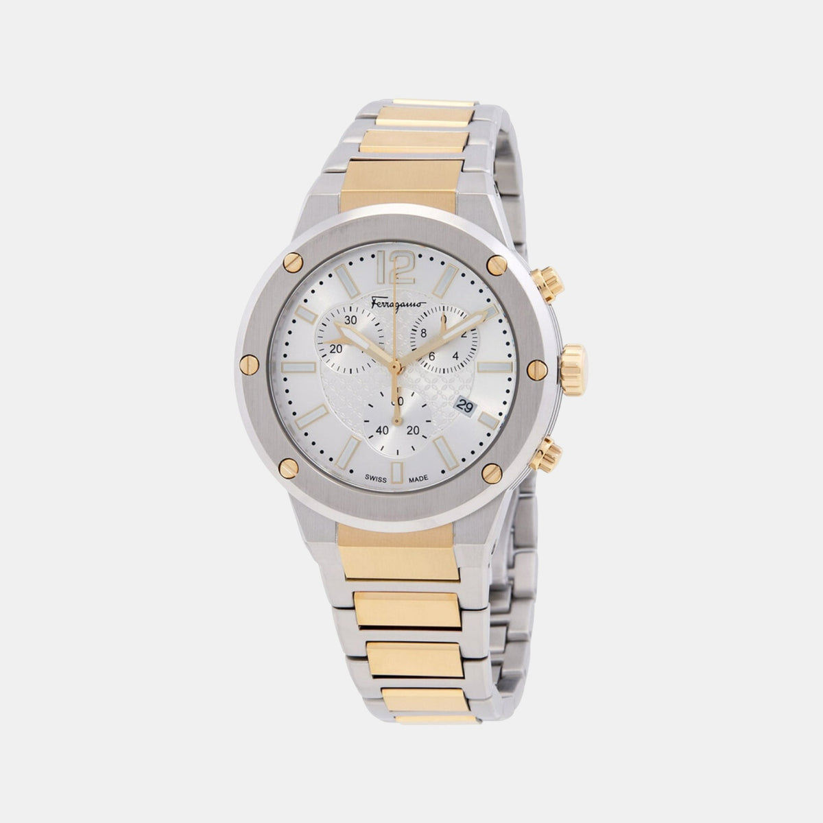 Men Quartz White Dial Chronograph Stainless Steel Watch SFJE00624