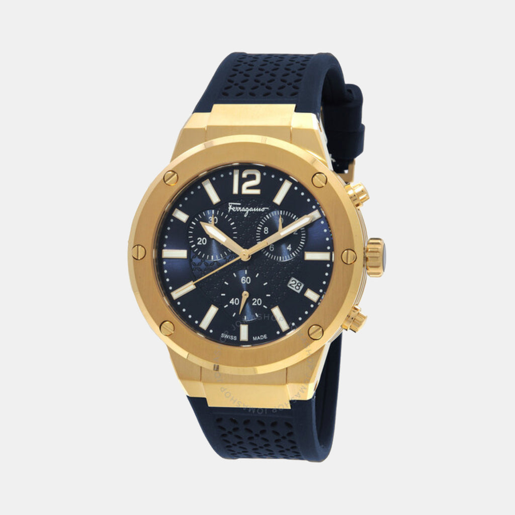 Men Quartz Blue Dial Chronograph Silicone Watch SFJE00824