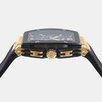 Ke-F-80 Tonneau Men Quartz Black Dial Chronograph Rubber Watch SFKE00624