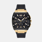 Ke-F-80 Tonneau Men Quartz Black Dial Chronograph Rubber Watch SFKE00624