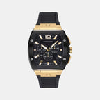 Ke-F-80 Tonneau Men Quartz Black Dial Chronograph Rubber Watch SFKE00624