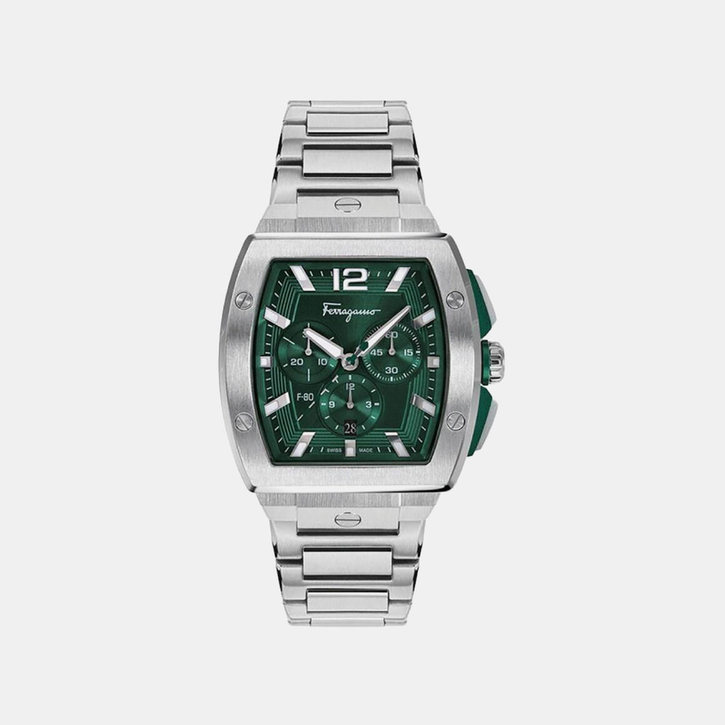 Men Quartz Green Dial Chronograph Stainless Steel Watch SFKE00824