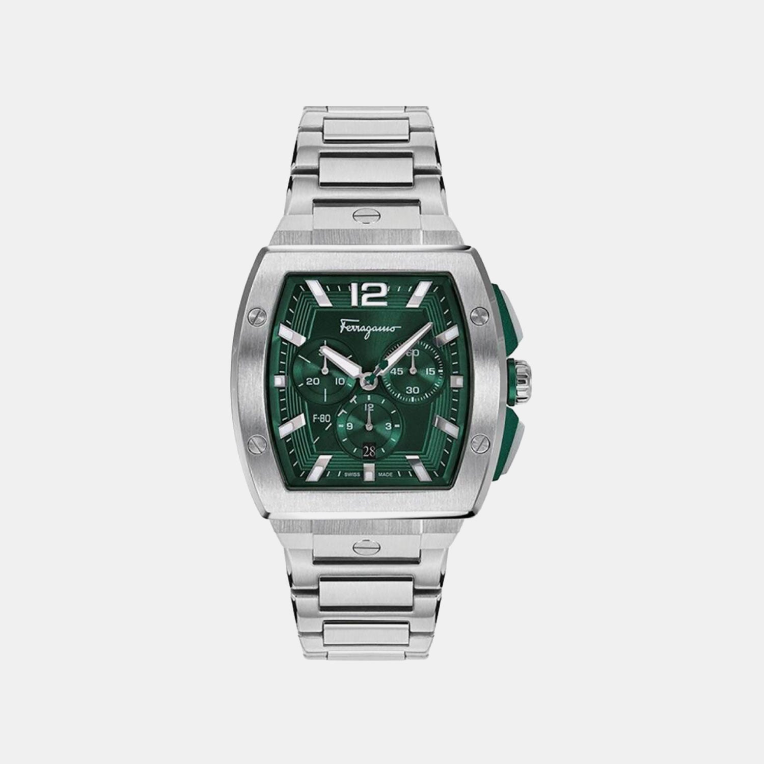 Men Quartz Green Dial Chronograph Stainless Steel Watch SFKE00824