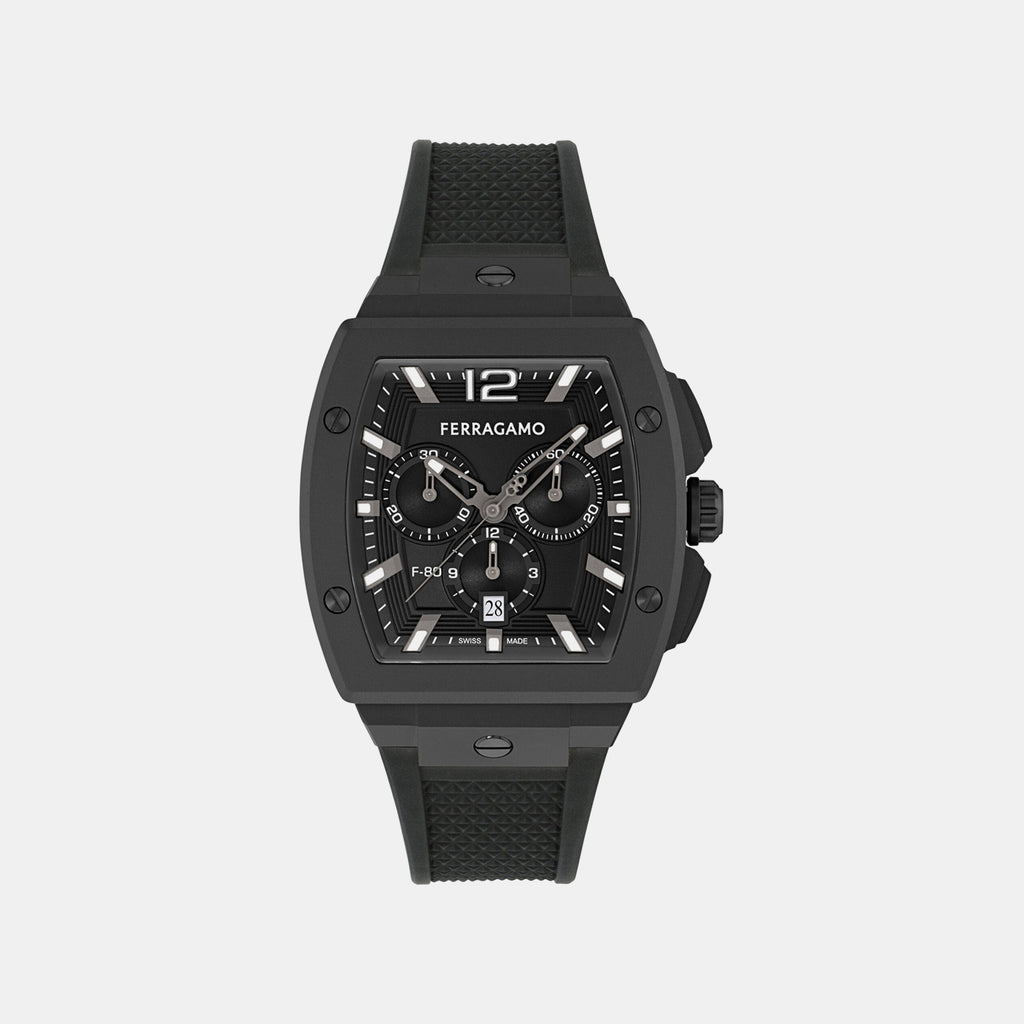 Men Quartz Black Dial Chronograph Silicone Watch SFKE00926