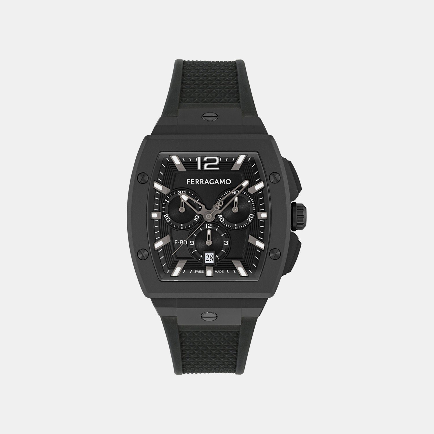 Men Quartz Black Dial Chronograph Silicone Watch SFKE00926