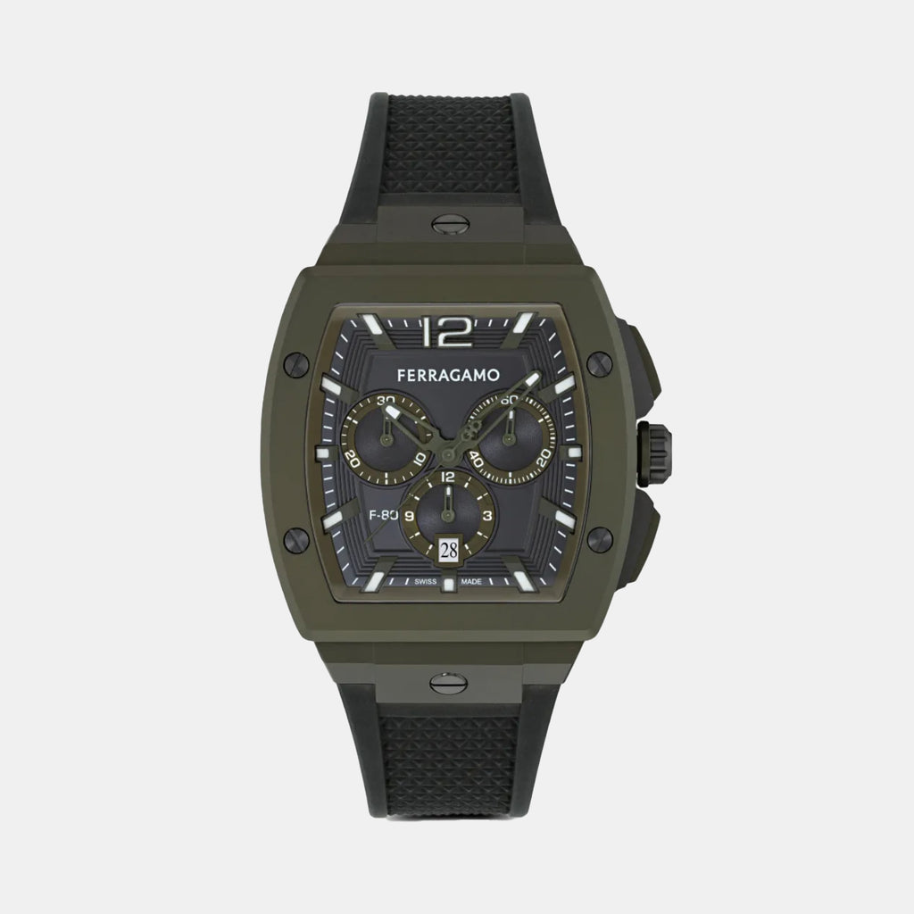 F-80 Men Quartz Black Dial Chronograph Silicone Watch SFKE01026