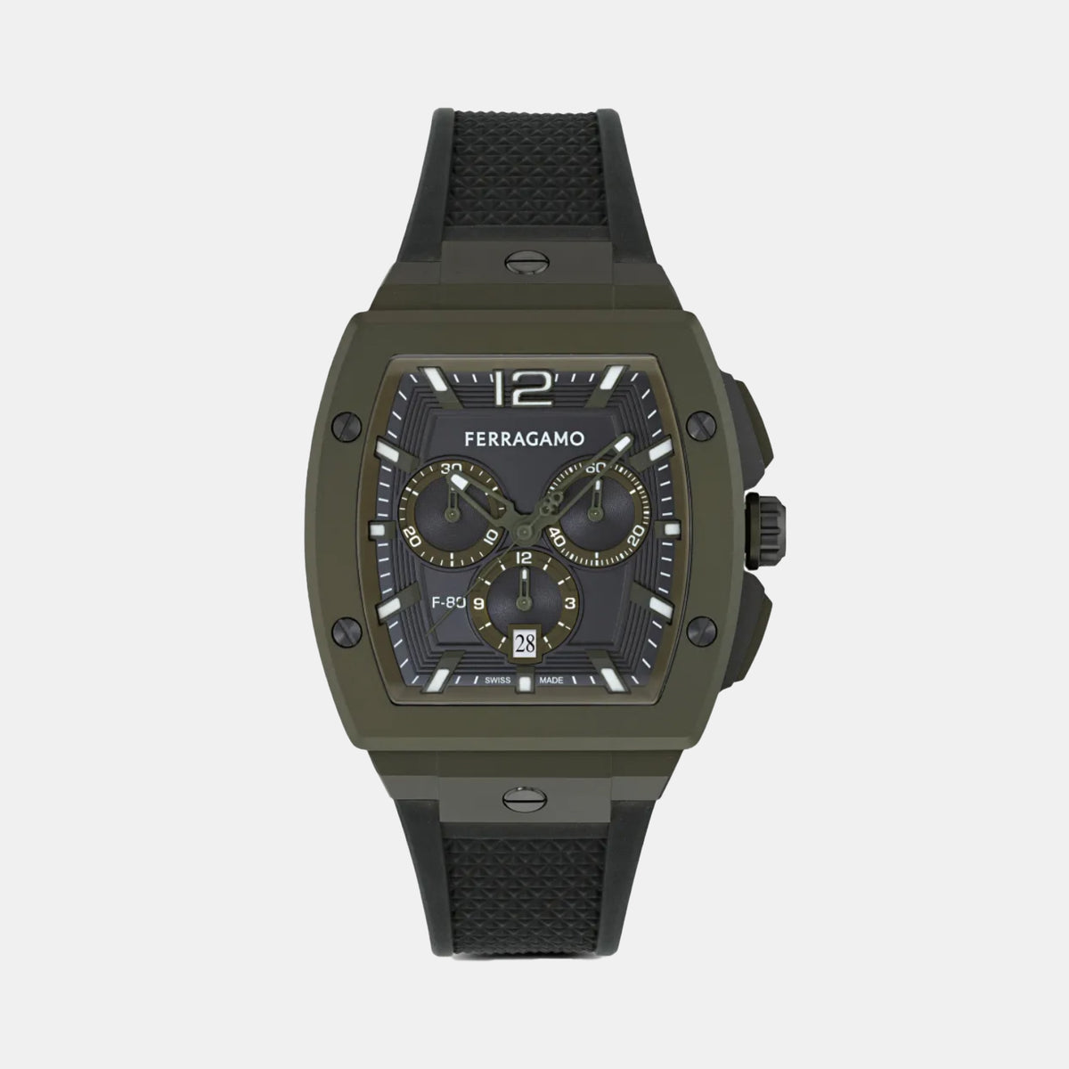 F-80 Men Quartz Black Dial Chronograph PU Watch SFKE01026