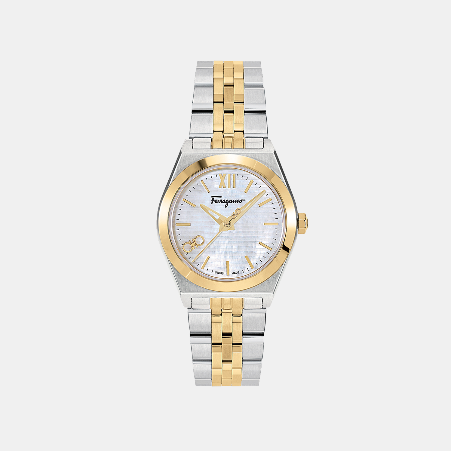 Ferragamo Round White Mother Of Pearl Analog watch