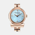 Women Quartz Blue Dial Analog Stainless Steel Watch SFKK02524