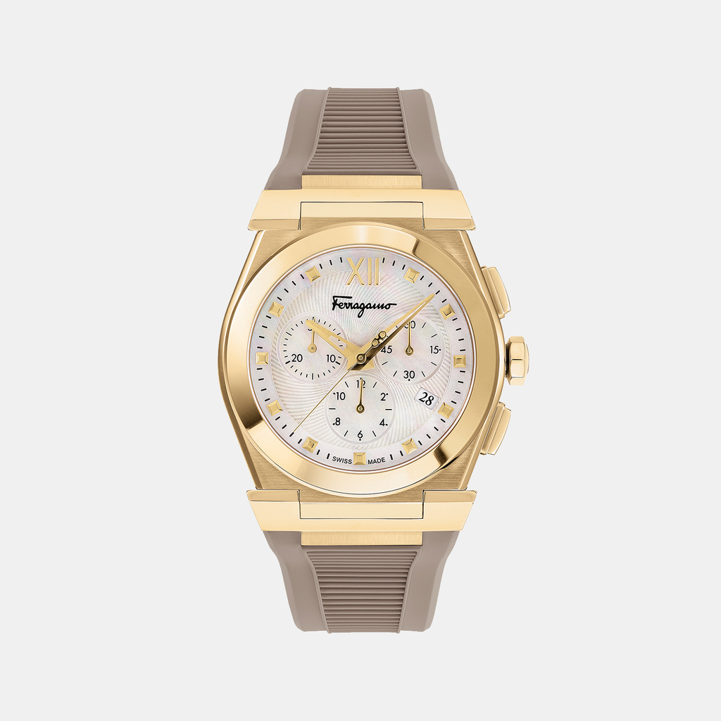 Ferragamo Round White Mother Of Pearl Chronograph watch