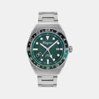 Kp-Ferragamo Slx Gmt Men Quartz Green Dial Analog Stainless Steel Watch SFKP00523