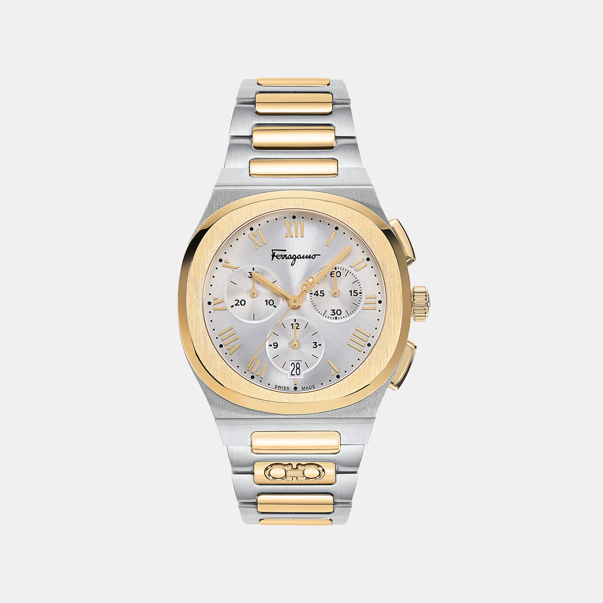 Ferragamo Geometric Silver Chronograph watch
