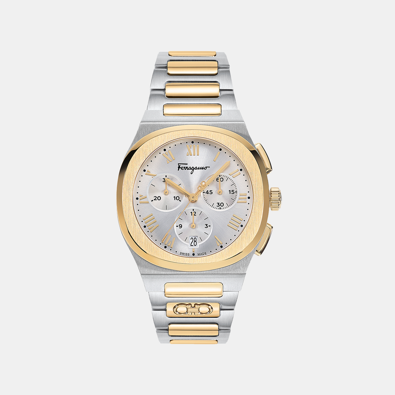 Ferragamo Geometric Silver Chronograph watch