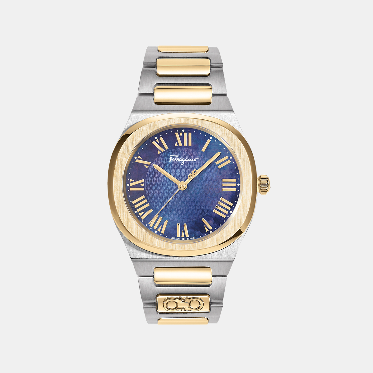 Ferragamo Geometric Navy Mother Of Pearl Analog watch