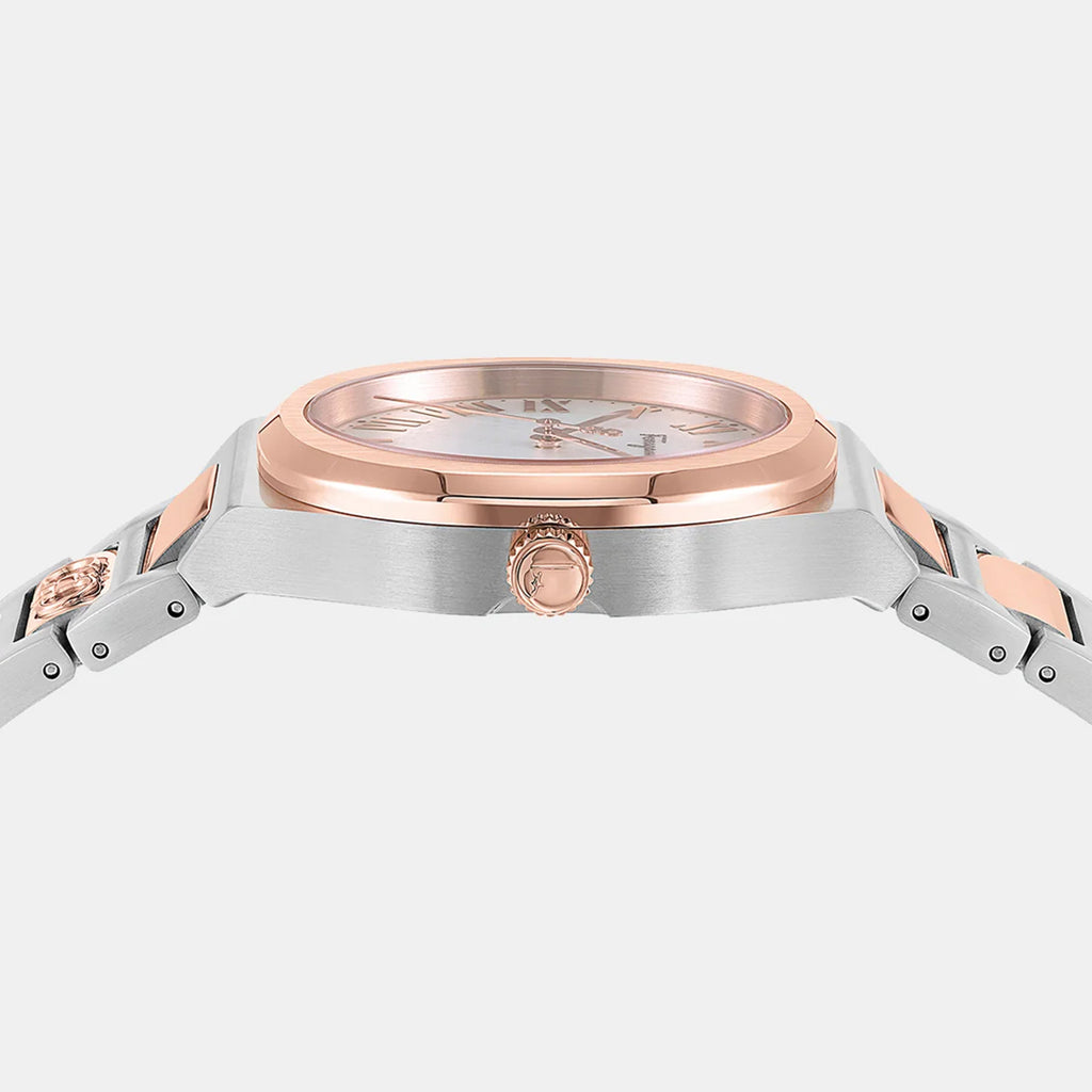 Ks-Ferragamo Elliptical 3 Women Quartz Mother Of Pearl Dial Analog Stainless Steel Watch SFKS00223
