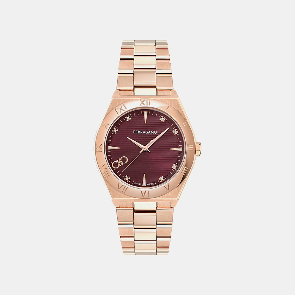 Kv-Vega Upper East 40Mm-F Men Quartz Burgundy Dial Analog Stainless Steel Watch SFKV00825