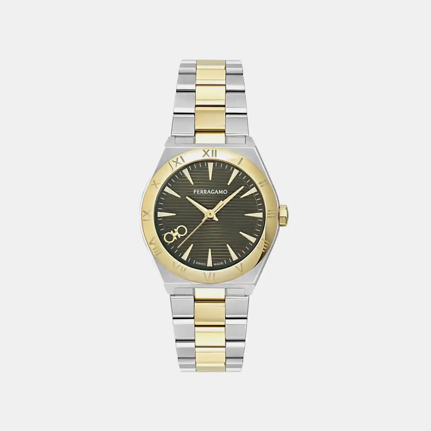 Men Quartz Green Dial Analog Stainless Steel Watch SFKY00625