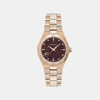 Women Quartz Burgundy Dial Analog Stainless Steel Watch SFKY00825