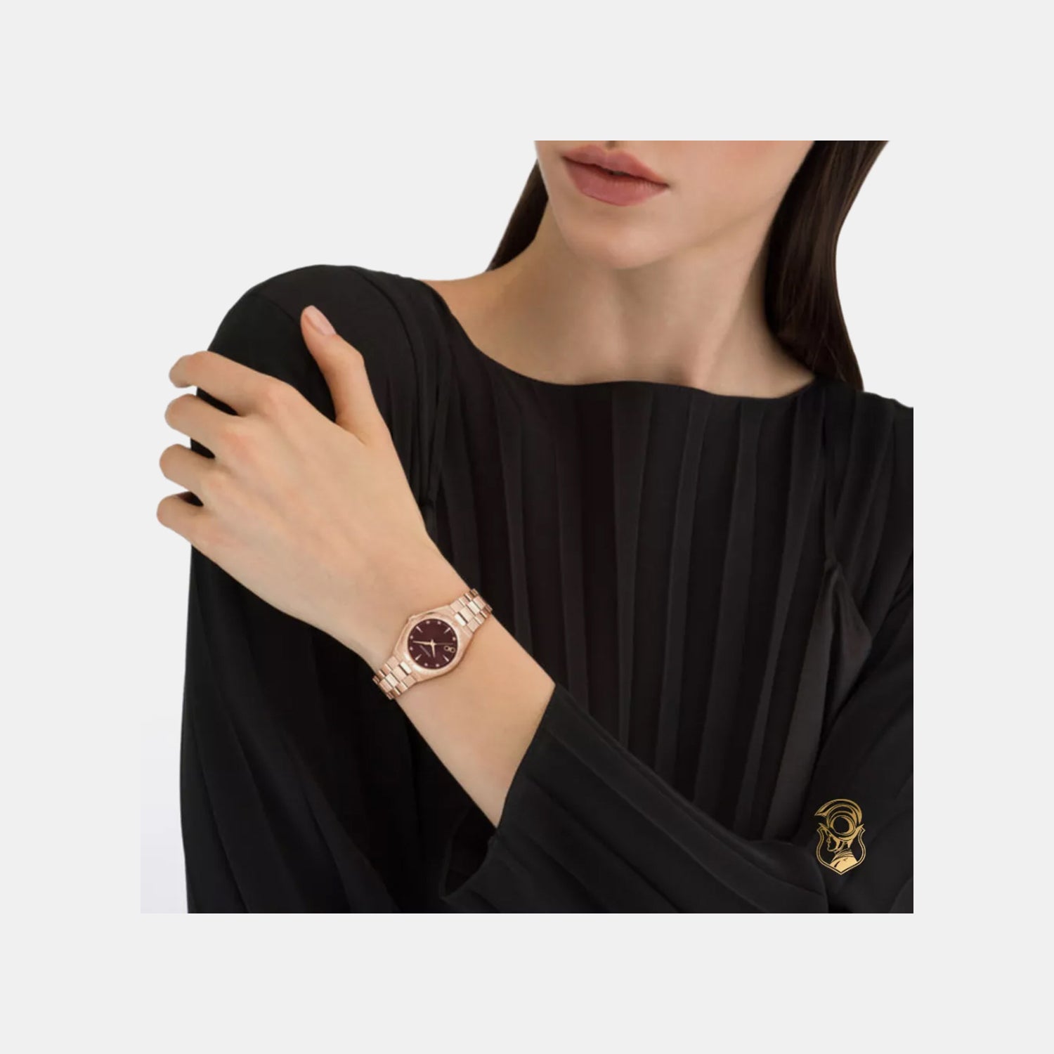 Women Quartz Burgundy Dial Analog Stainless Steel Watch SFKY00825