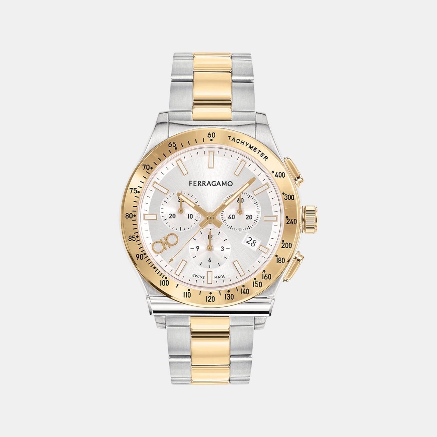 Kz-1927 Chrono 42Mm-Fw Men Quartz White & Silver Dial Chronograph Stainless Steel Watch SFKZ00523