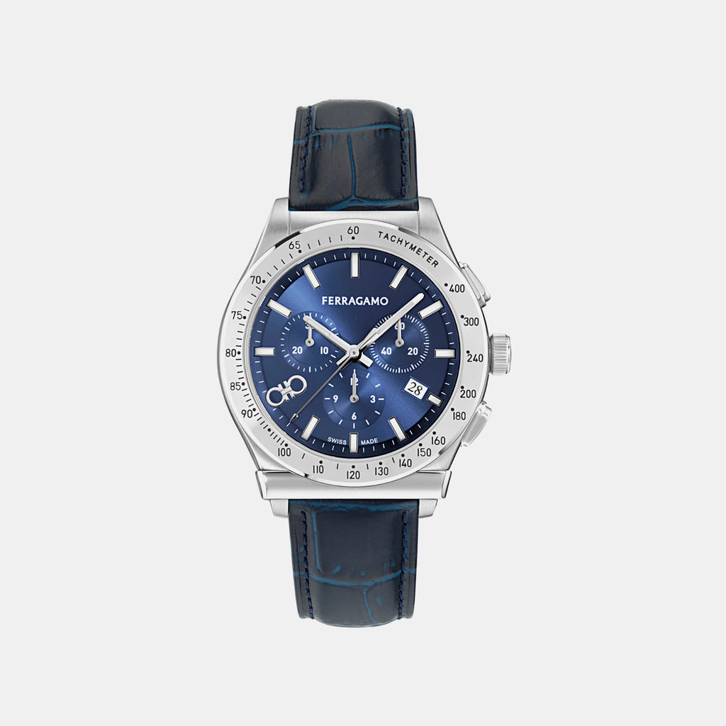 Kz-1927 Men Quartz Blue Dial Chronograph Leather Watch SFKZ00726