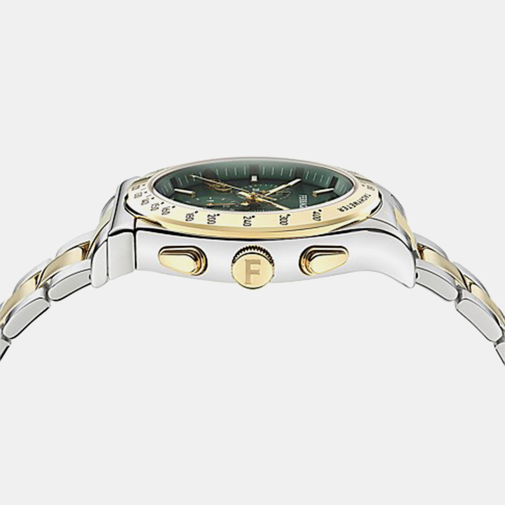 Men Quartz Green Dial Chronograph Stainless Steel Watch SFKZ01126
