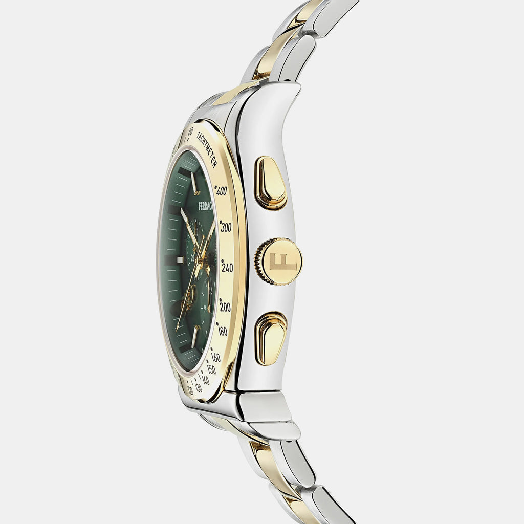 Men Quartz Green Dial Chronograph Stainless Steel Watch SFKZ01126