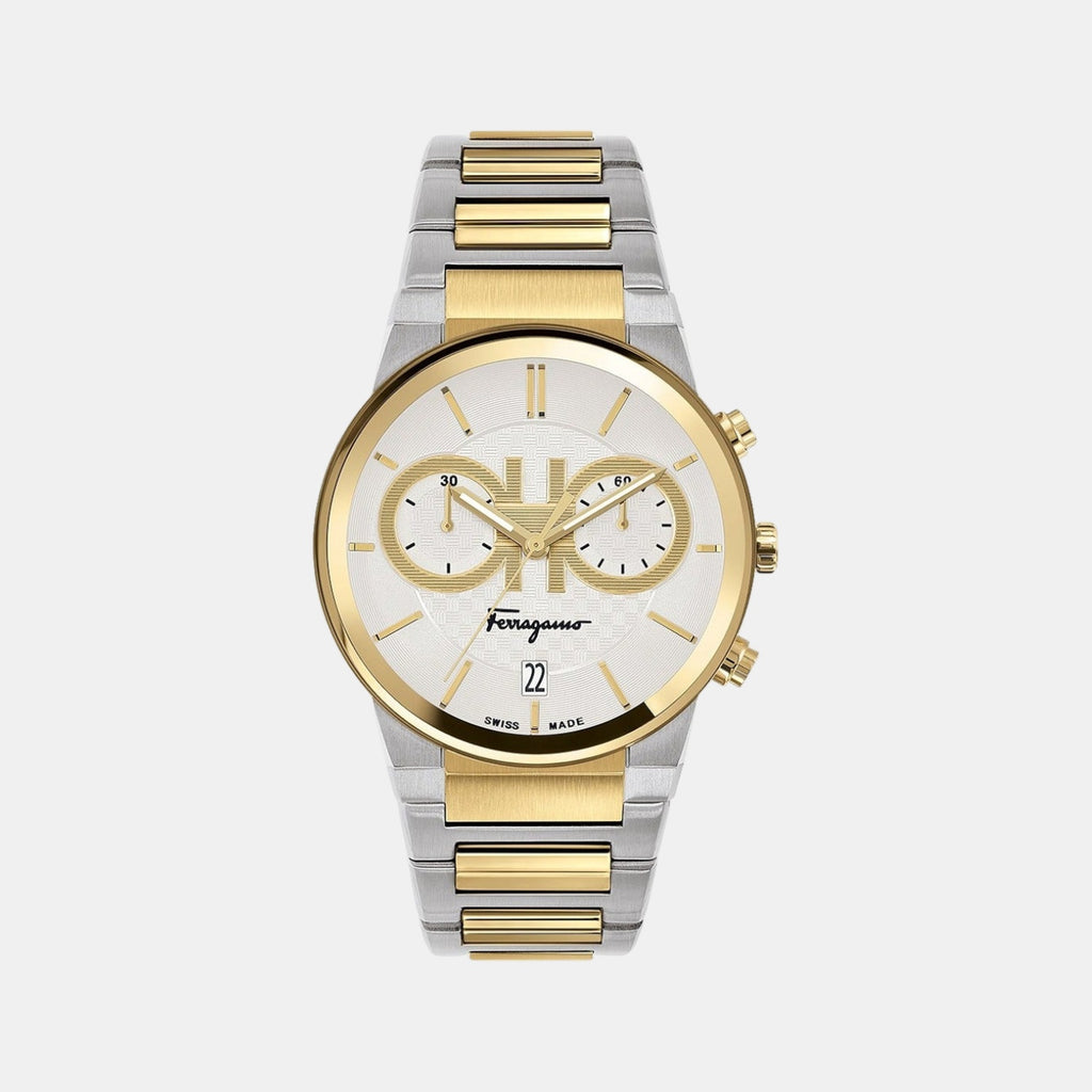 Me-Ferragamo Sapphire Chr Men Quartz Silver Dial Chronograph Stainless Steel Watch SFME00821