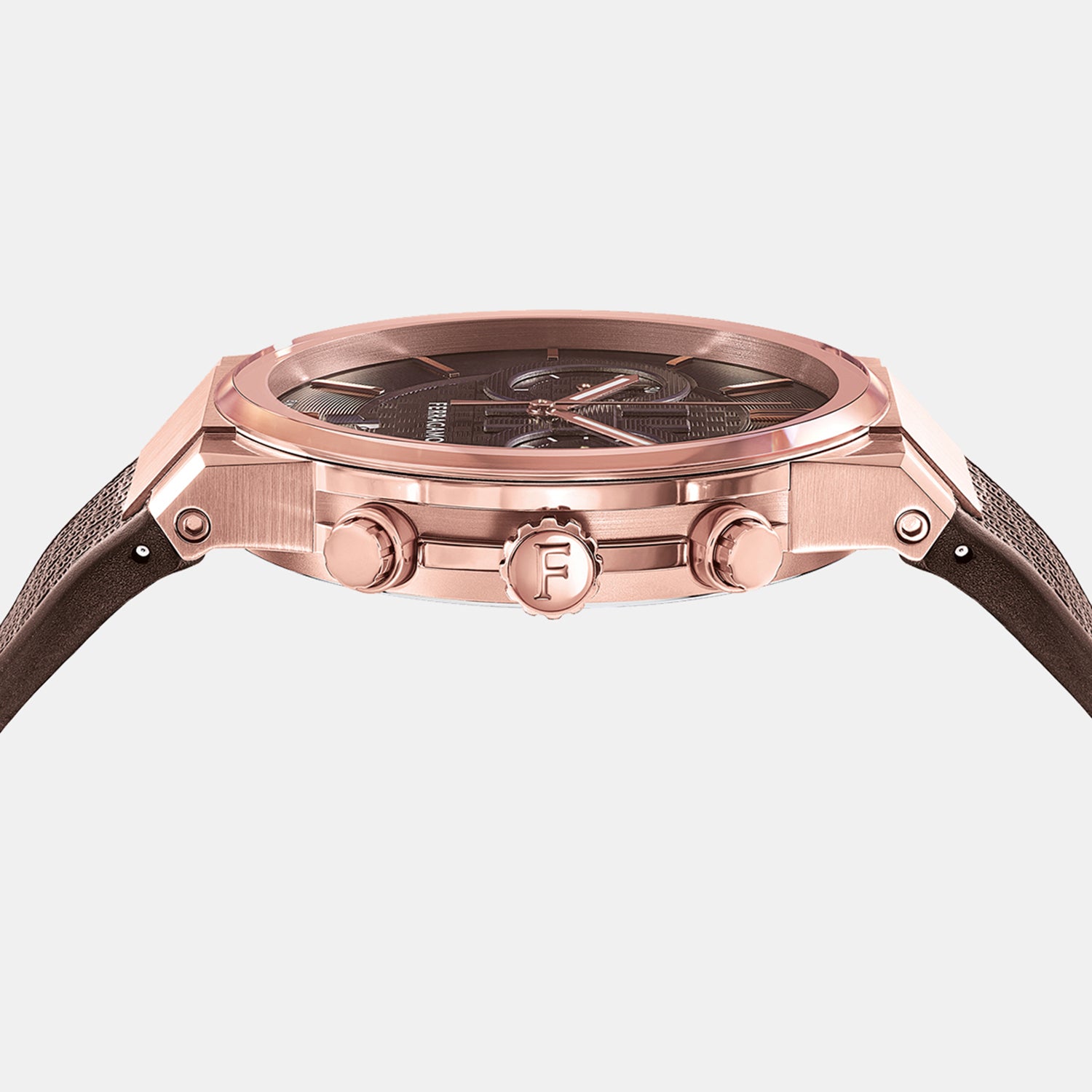 Me-Ferragamo Sapphire Chr Men Quartz Brown Dial Chronograph Stainless Steel Watch SFME01023