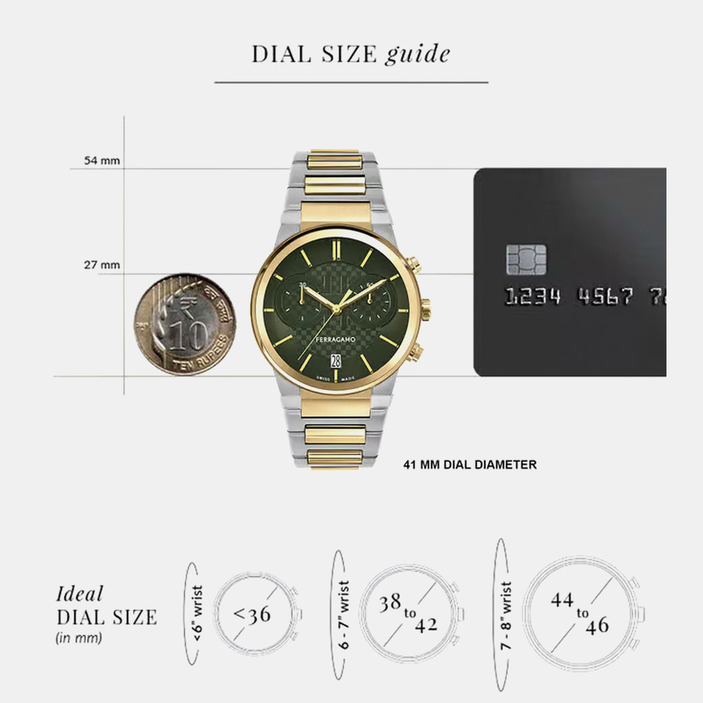 Me-Ferragamo Sapphire Chr Men Quartz Green Dial Chronograph Stainless Steel Watch SFME01223