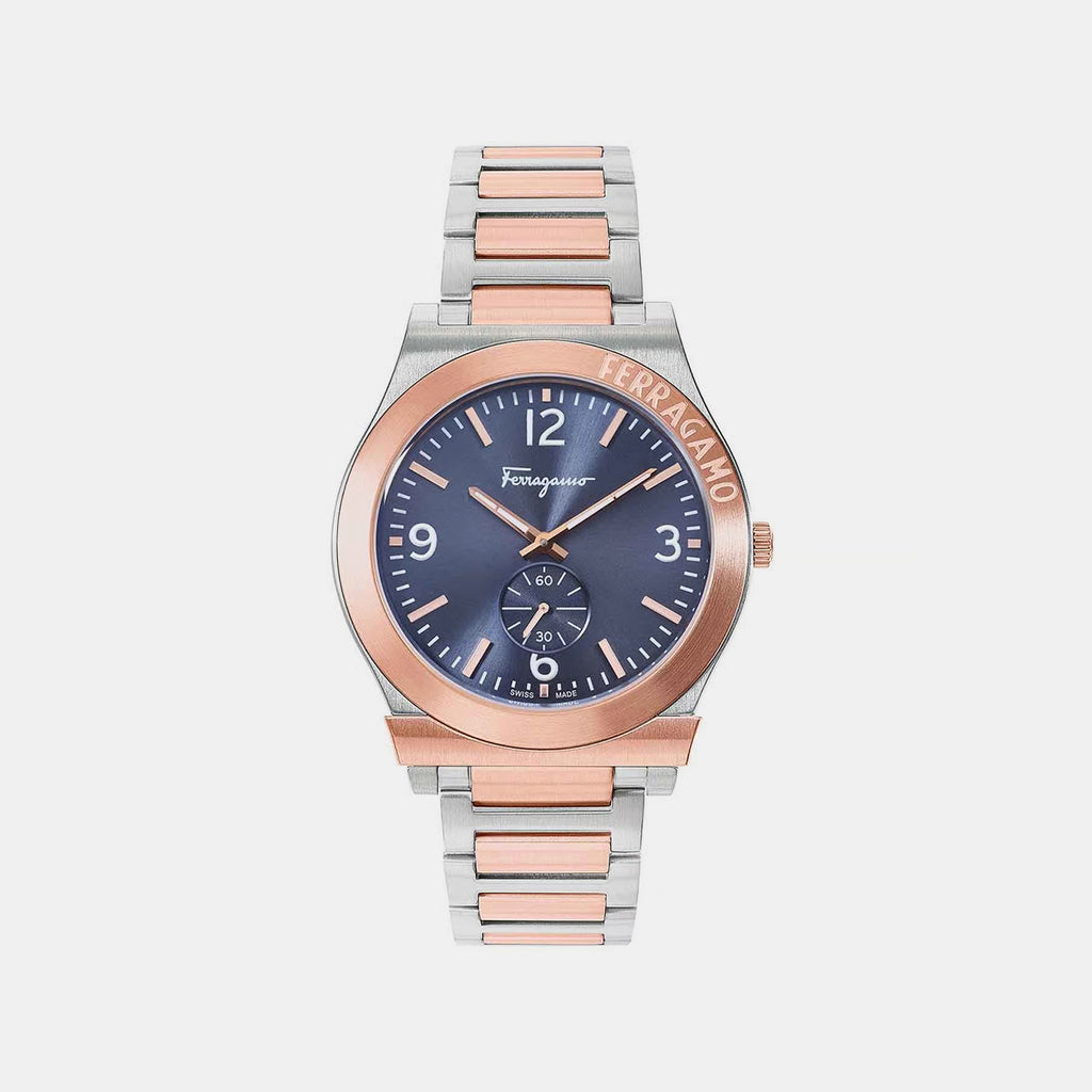 Gancini Men Quartz Blue Dial Multi-function Stainless Steel Watch SFML00322