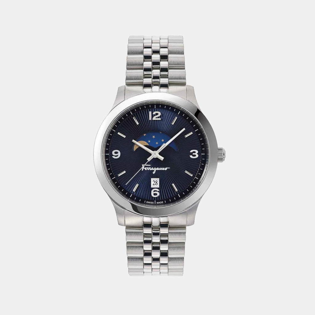 Men Quartz Blue Dial Analog Stainless Steel Watch SFMO00122