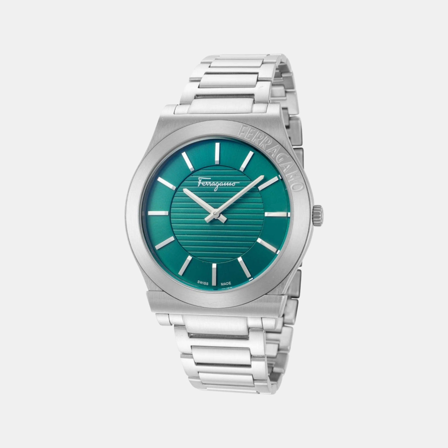Men Quartz Green Dial Analog Stainless Steel Watch SFMP00222