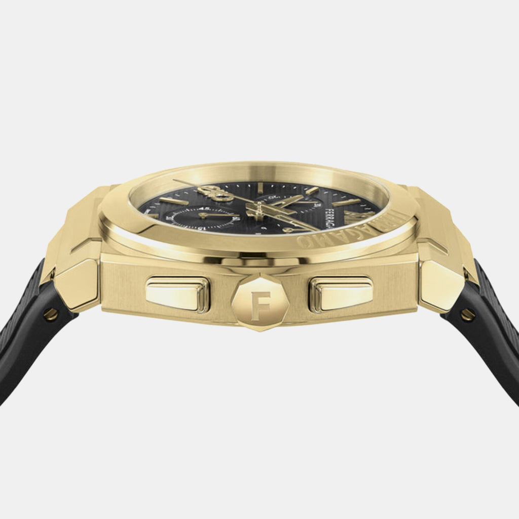 Mr-Vega Chrono Men Quartz Black Dial Chronograph Rubber Watch SFMR00824