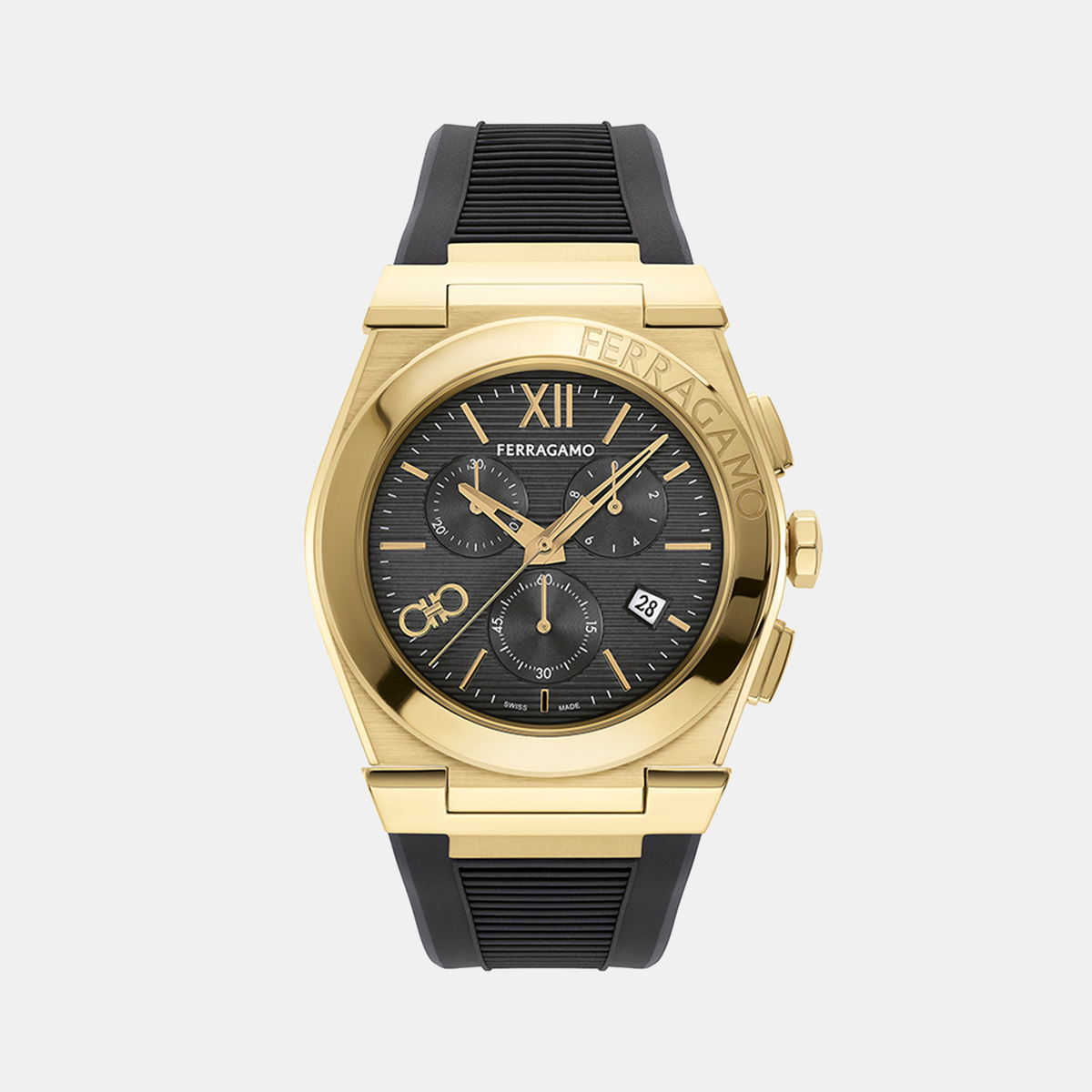 Ferragamo Round Black Chronograph watch