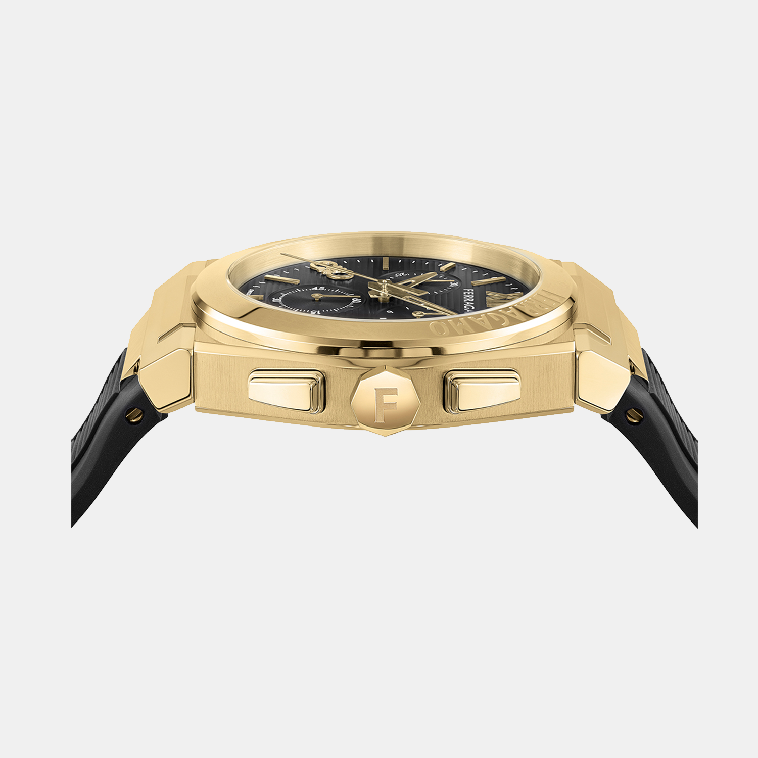 Ferragamo Men Round Black watch