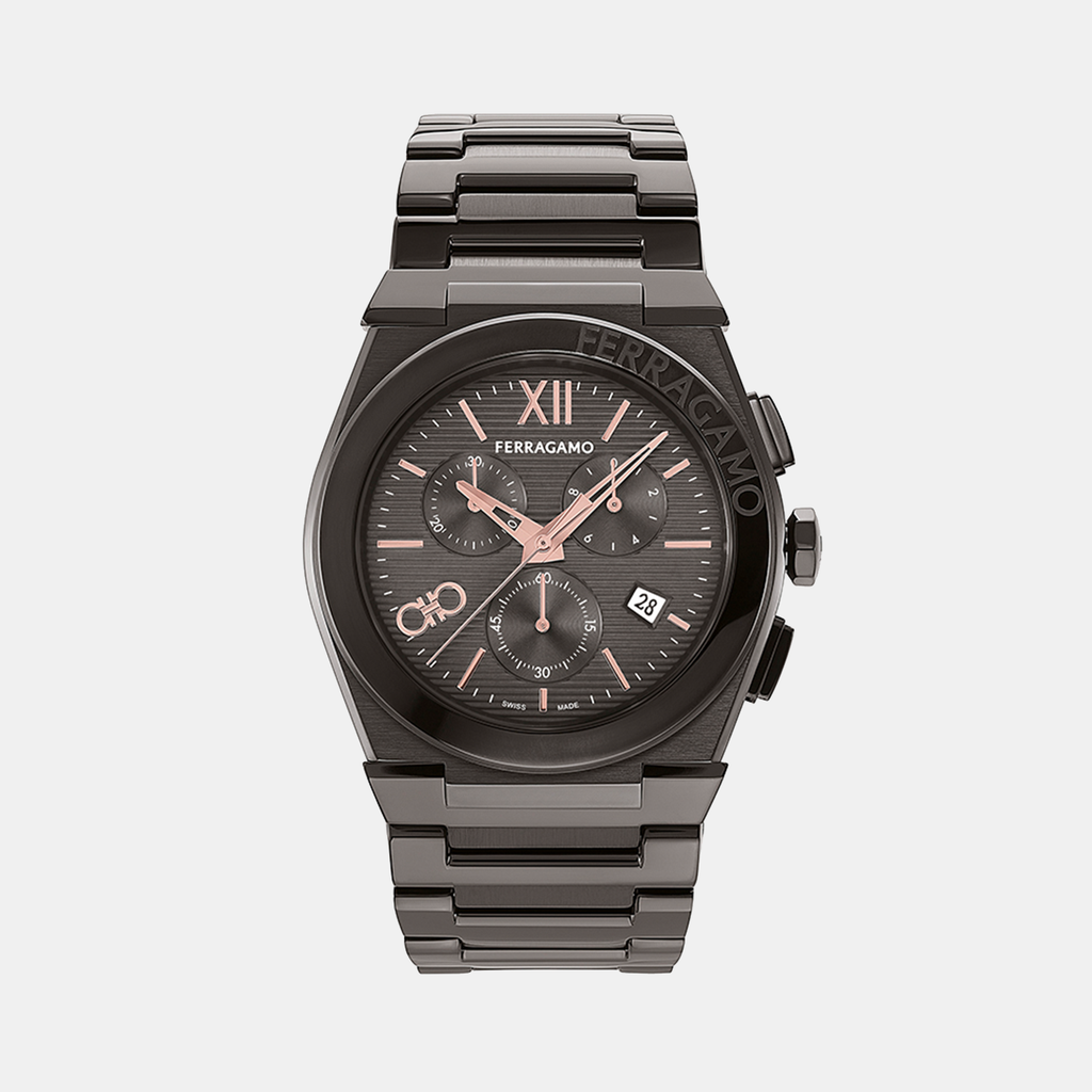 Ferragamo Round Dark Grey Chronograph watch