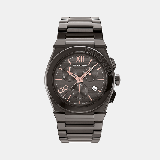 Men Quartz Dark Grey Dial Chronograph Stainless Steel Watch SFMR01124