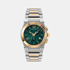 Men Quartz Green Dial Chronograph Stainless Steel Watch SFMR01224