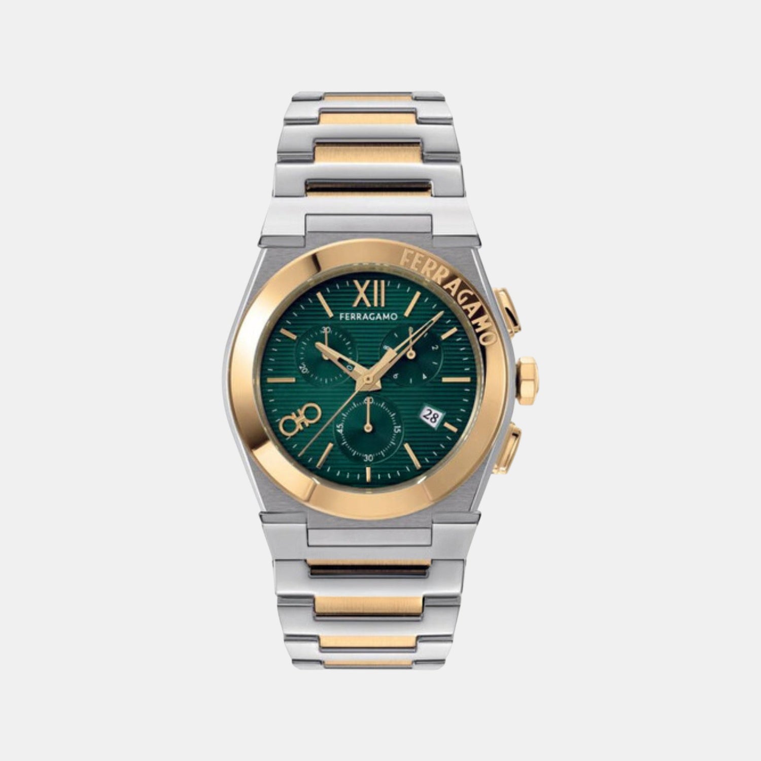 Men Quartz Green Dial Chronograph Stainless Steel Watch SFMR01224