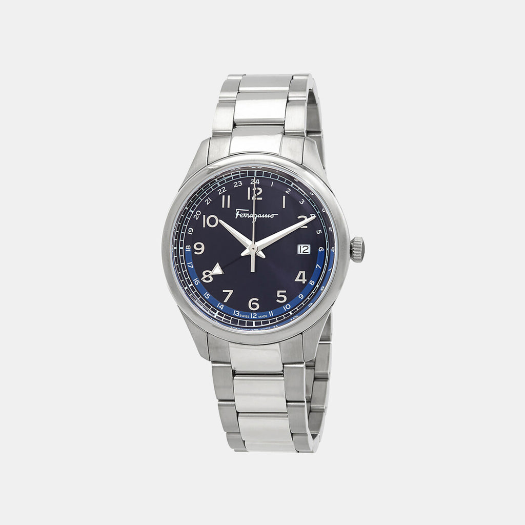Men Quartz Blue Dial Analog Stainless Steel Watch SFMU00322