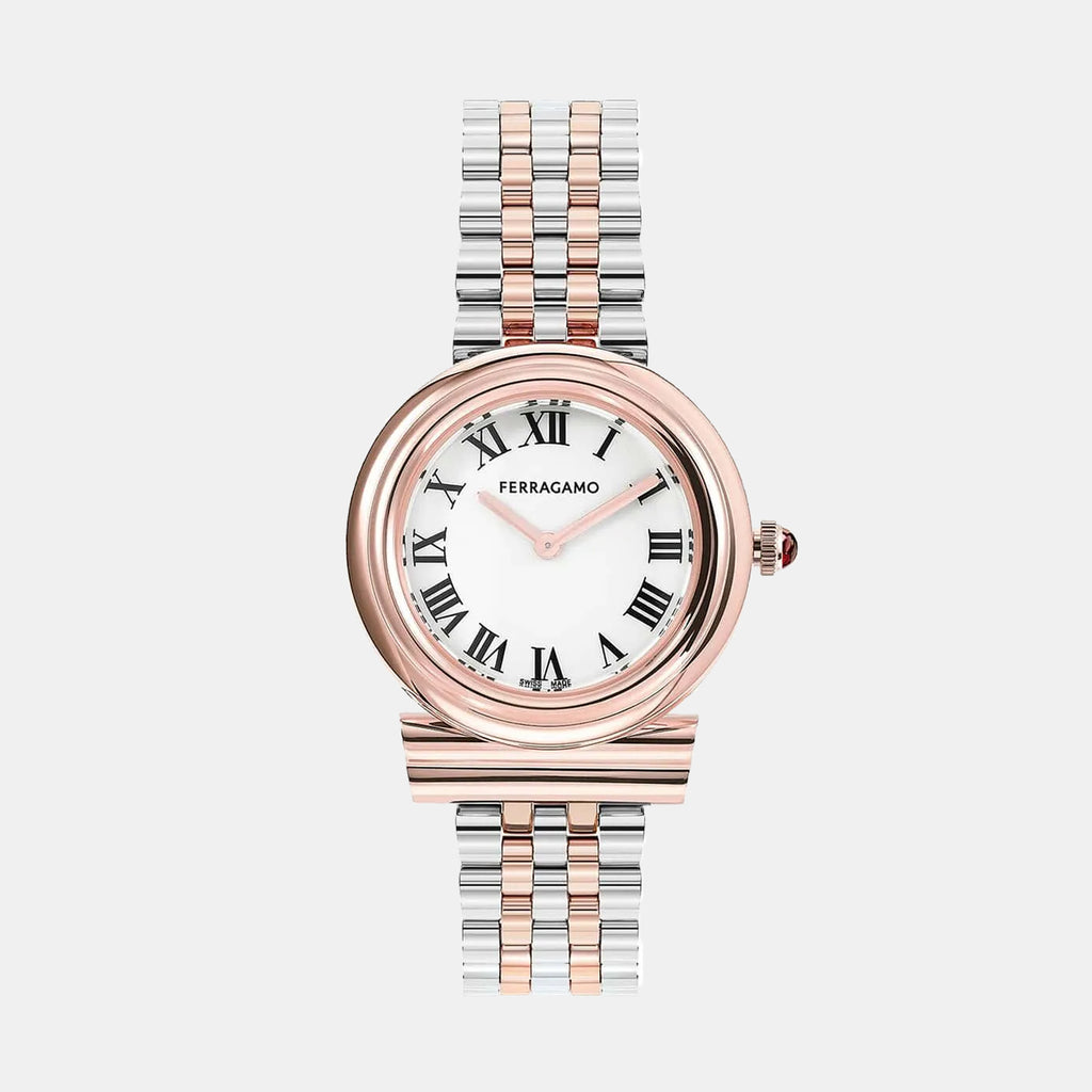 Mv-Gancini 28Mm Women Quartz White Dial Analog Stainless Steel Watch SFMV01624