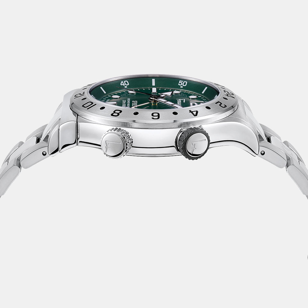 Men Quartz Green Dial Analog Stainless Steel Watch SFMZ00422